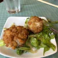 Fried taro balls (the vegetables inside were like frozen peas and corn from a bag)   at Yuan Fu in Rockville