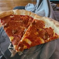 Impossible pepperoni & Beyond Sausage pizza! at Pizza My Heart in Monterey