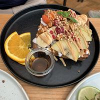 Sweet gluten-free waffle   at Beans & Nuts in Bern