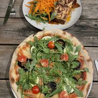 Pizza „Las Vegans“ & Vegan Moussaka😍  at Nazari in Budens