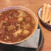 Mongolian soup with meat balls at Veganaa in Berlin