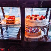 Dessert display case at Veganaa at Veganaa in Berlin