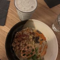 Black sesame shake and tonkotsu  at Mori Cafe in Paris