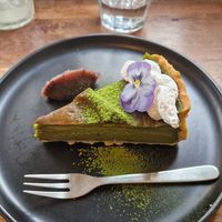 Flan au matcha et anko at Mori Cafe in Paris