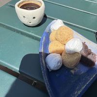Dango mochi and coffee  at Mori Cafe in Paris