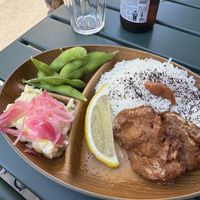 Bento (the seitan chicken is amazing)  at Mori Cafe in Paris