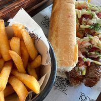 PlantiPapi con papas bravas at Planticeria in Panama City