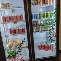 Deli case desserts and drinks at Planticeria in Panama City