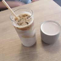 Iced latte and cocoa latte at Comeco Foods in Newtown