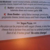 Brixx vegan option menu listing at Brixx Wood Fired Pizza in Wilmington