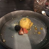 The dessert as part of the vegan menu: mango icecream - very good after the spicy mains at Le Bua Plaza in Eindhoven