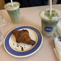 Iced matcha and amazing croissant  at À la Lo in Stockholm