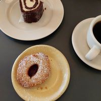 Swiss roll and a sablé with raspberry. at À la Lo in Stockholm