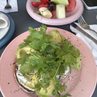 Fruit platter and avocado bread   at À la Lo in Stockholm