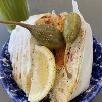 vegan lox bagel (smoked carrot)  at À la Lo in Stockholm
