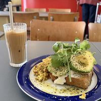 Avo toast with scrambled tofu  at À la Lo in Stockholm