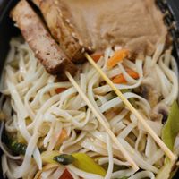 Vegan meal of the week, tofu with noodles and peanut sauce. at Kalasboden in Vanersborg