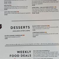 Menu Dec 2020 at Southern Cross Garden Bar Restaurant in Wellington