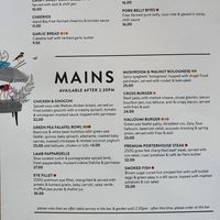 Menu Dec 2020 at Southern Cross Garden Bar Restaurant in Wellington