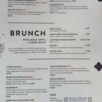 Menu Dec 2020 at Southern Cross Garden Bar Restaurant in Wellington