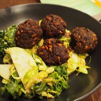 Mushroom & walnuts neat balls (v) at Southern Cross Garden Bar Restaurant in Wellington