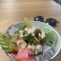 Vegan poke bowl at Yellow Lane Cafe in Bangkok