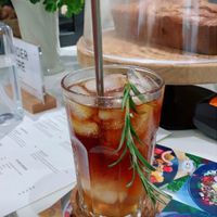 The barista’s signature lychee cold brew (coffee is top notch) at Yellow Lane Cafe in Bangkok