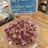 Vegan cheesecakes which were delicious and apparently from Ekoplazas own bakery, always in store, not expensive  at EkoPlaza in Leiden