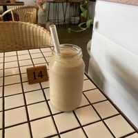 ‘Nuts’ smoothie with peanut butter, banana and dates   at Papaya in Lennox Head