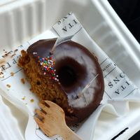 Vegan gluten-free baked dark chocolate donut at Pepita and Sons in Kuta