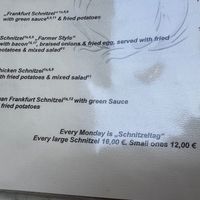 Menu listing vegan items at Zum Eichkatzerl in Frankfurt