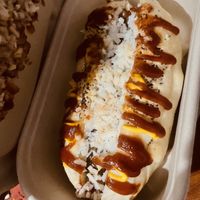 Cheesy vegan hotdog 🌭 + refreshing matcha green tea 🍵 + my fave roasted mushroom salad 🥗 = awesome meal!   at Kindred Cafe in Davao City