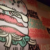 Killer art at Vegan Junk Food Bar - El Born in Barcelona
