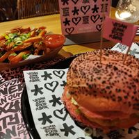 Daddy chickn + sweet potato fries+ IPA at Vegan Junk Food Bar - El Born in Barcelona
