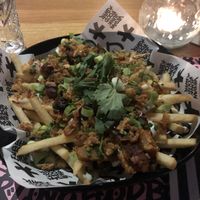 Vegan ribs and fries  at Vegan Junk Food Bar - El Born in Barcelona