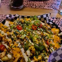 Shawarma aka Kapsalon and my daughter had Heppi Ribs... so tasty! 😋 at Vegan Junk Food Bar - El Born in Barcelona