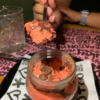 Pink tiramisu  at Vegan Junk Food Bar - El Born in Barcelona