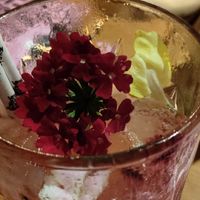 Delicious cocktail with flowers at Vegan Junk Food Bar - El Born in Barcelona