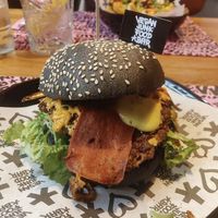 Vegan burger 🤍 at Vegan Junk Food Bar - El Born in Barcelona