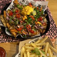 Shawarma with sweet potato fries at Vegan Junk Food Bar - El Born in Barcelona