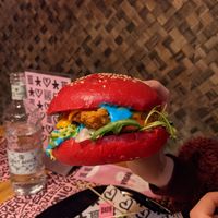 Chicken strips burger at Vegan Junk Food Bar - El Born in Barcelona