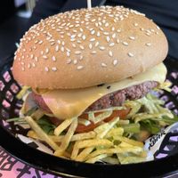 Burger with „beef"  at Vegan Junk Food Bar - El Born in Barcelona