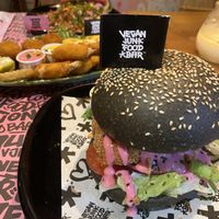Cod burger   at Vegan Junk Food Bar - El Born in Barcelona