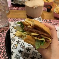 Double smash burger  at Vegan Junk Food Bar - El Born in Barcelona