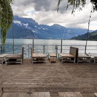 Lakeside seating at Sagibeiz in Murg