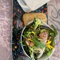 Faux cocotte asperges, avec salade.  at La Bohème in Saintes-maries-de-la-mer