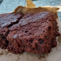 Salted caramel chocolate brownie at Ralphy's in Morecambe