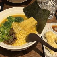 Mushroom soup ramen + pumpkin and bell pepper soup ramen (old menu)  at Soulmate Ramen 素味謀麵 in Hong Kong Island