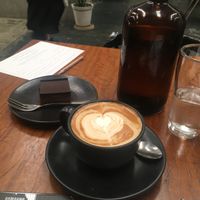 Caramel slice and a soy flat white at Mother in Fremantle