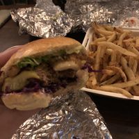 Mmm burger action shot  at The Prince Albert in Hastings